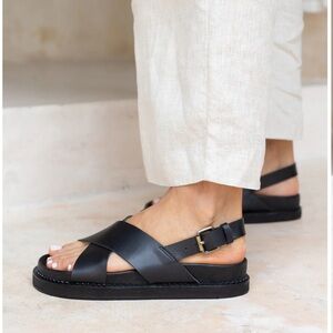 Liberté Leather Capri Sandal - Black Size 37